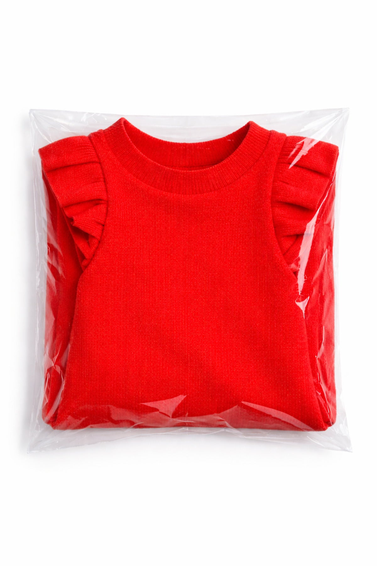 Kız Çocuk, Kız Bebek Likralı, Fırfırlı Omuz Uzun Kollu Tişort Pamuklu Kumaş 6 Aydan -6 Yaşa Kadar