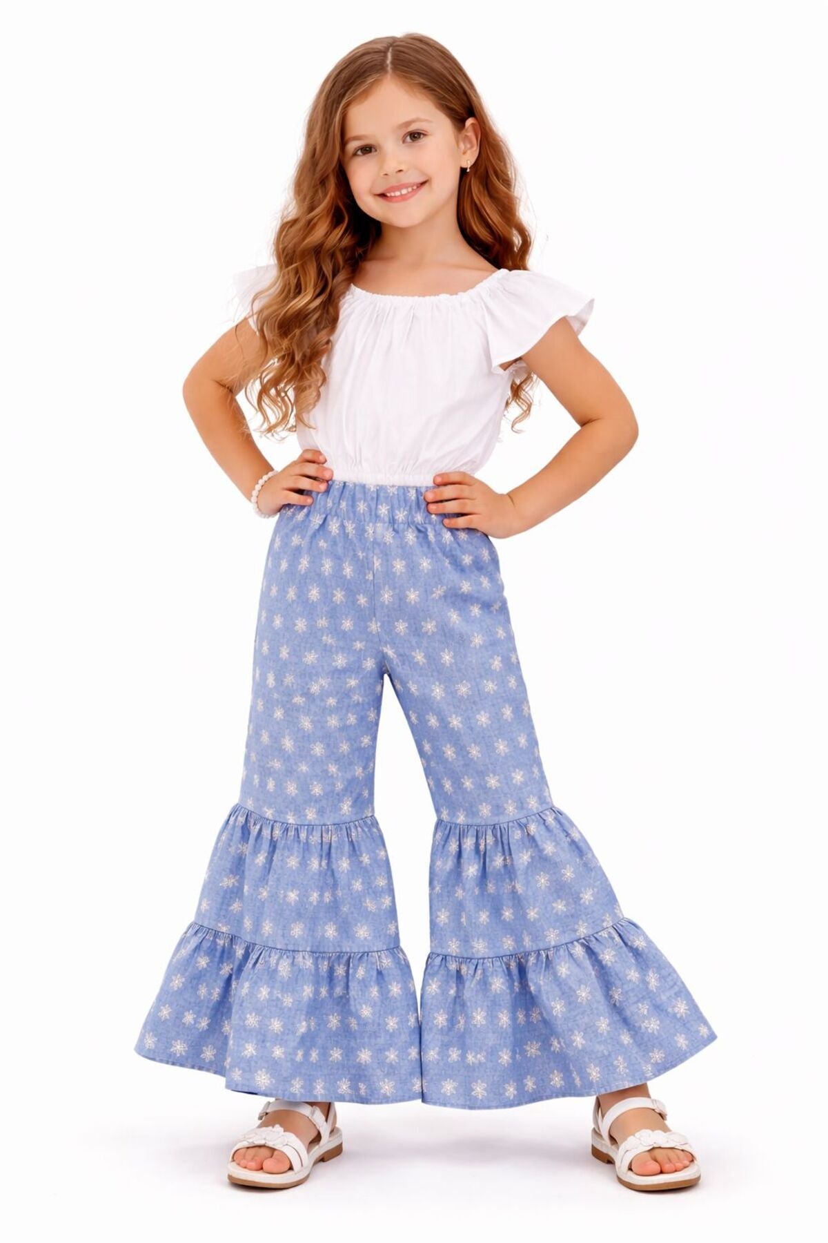 Kız Çocuk 2’li Poplin Bluz Denim Takım