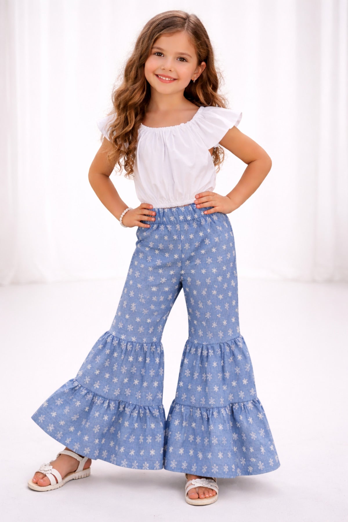 Kız Çocuk 2’li Poplin Bluz Denim Takım