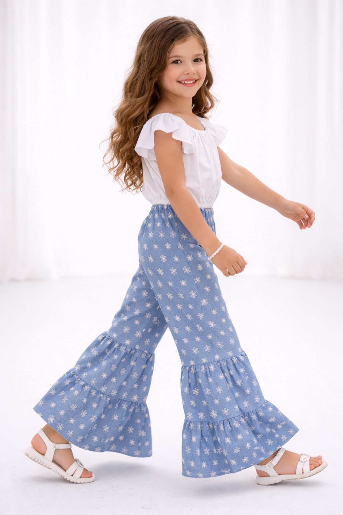 Kız Çocuk 2’li Poplin Bluz Denim Takım